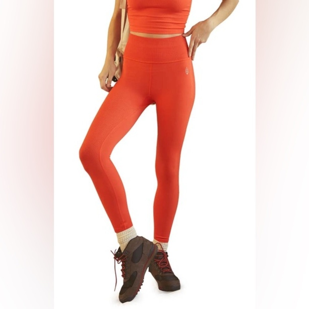 Free People Movement Good Karma 7/8 Length Breathable Leggings In Red Earth